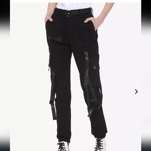 AMERICAN BAZI Black High Rise Strapy Cargo Pants From Hot Topic Sz Small
